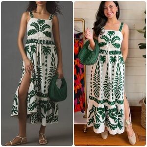 Farm Rio Sleeveless Embroidered Patchwork Midi Dress
